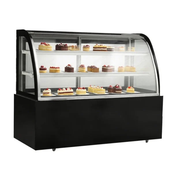 Vitrină frigorifică cofetărie DG-900FY, 260L, 2-8°C, sticlă curbată, Neagră